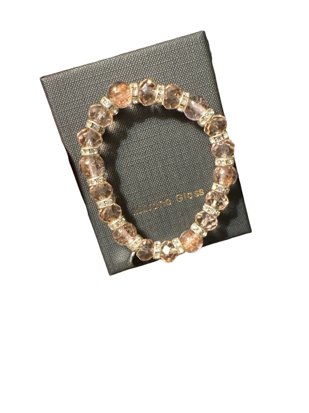 Murano Glass Beaded Stretch Bracelet with Sparkling Rose Gold and Clear Accents